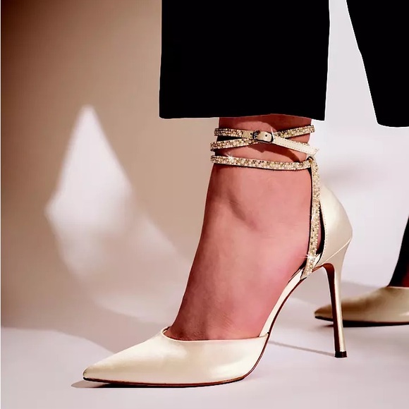 NEVER WORN Galina Pearl Strappy Ankle Wrap Heels - Picture 2 of 6